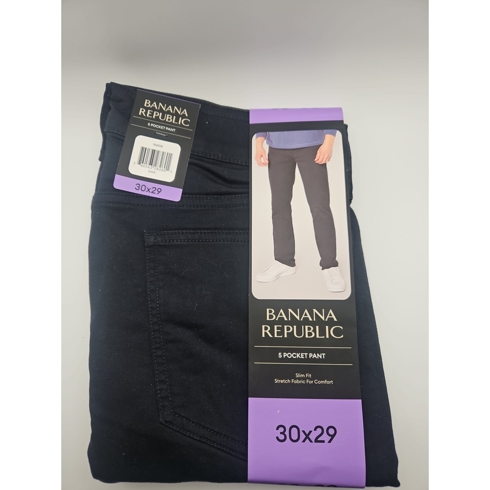 Banana Republic Men's Five Pocket Pant Slim Fit Stretch Fabric Black 30x29 NWT